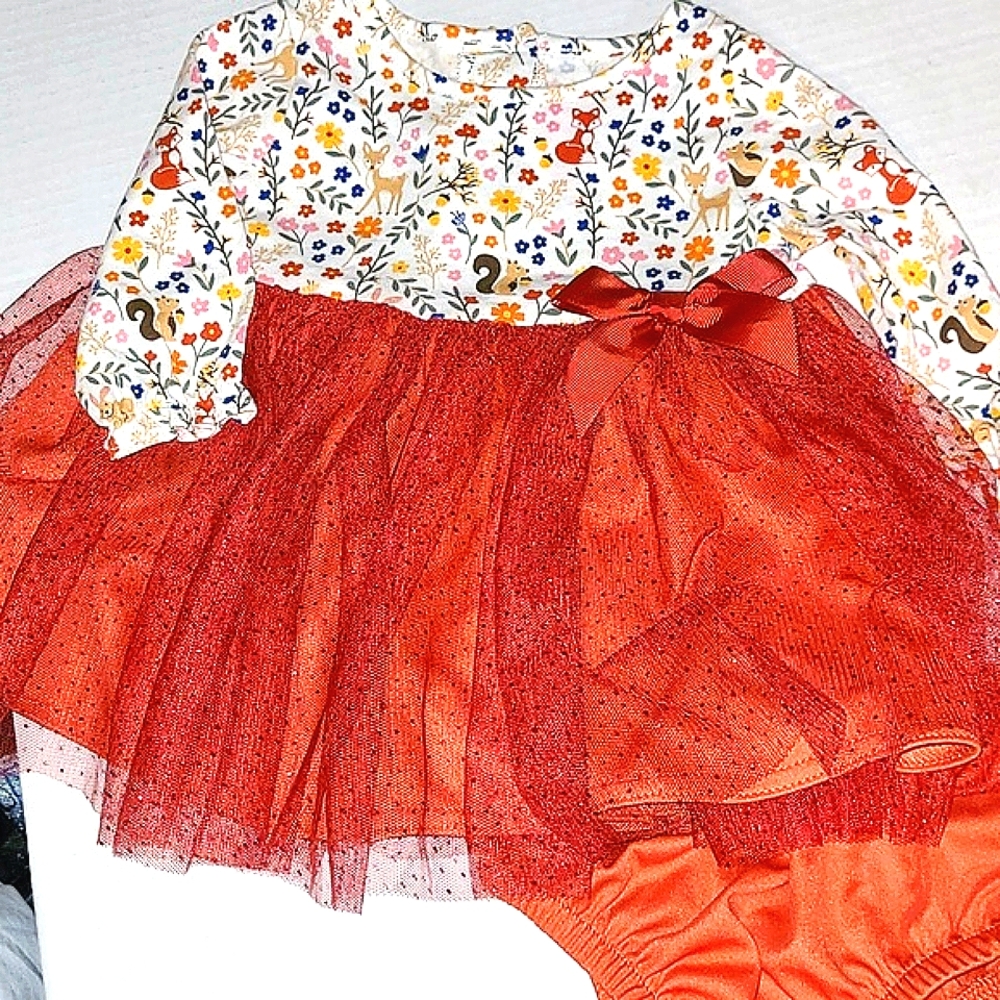 GOODLAD (NEW) GIRLS 9MO, 2 PC DRESS & UNDERPANTS.